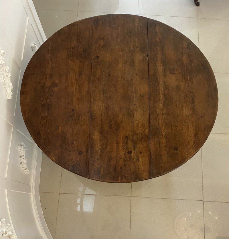 Unusual Antique George III Pine Drop Leaf Table - Image 6